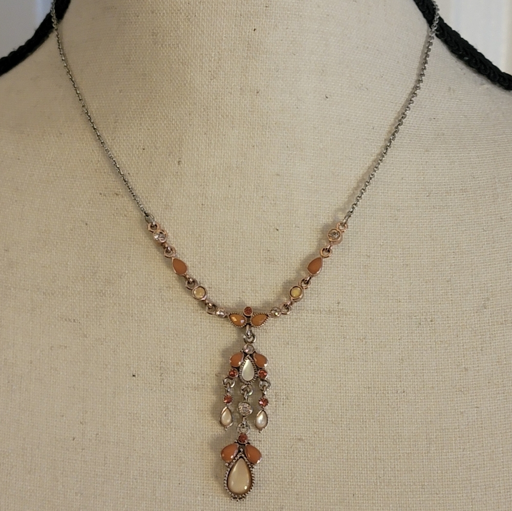 1928 Jewelry Orange Crystal Chandelier Necklace & Earrings Set